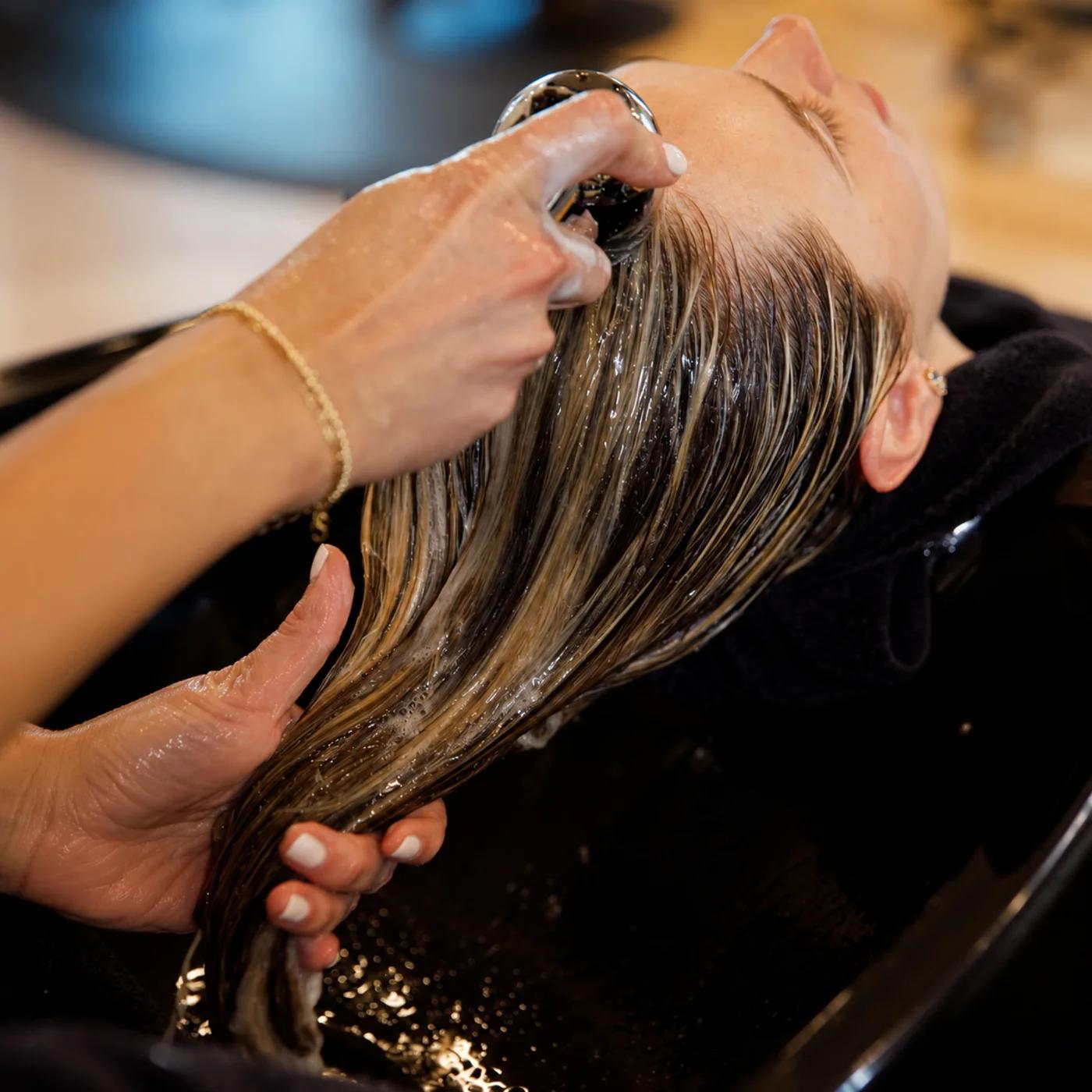 A relaxing hair wash at the backwash
